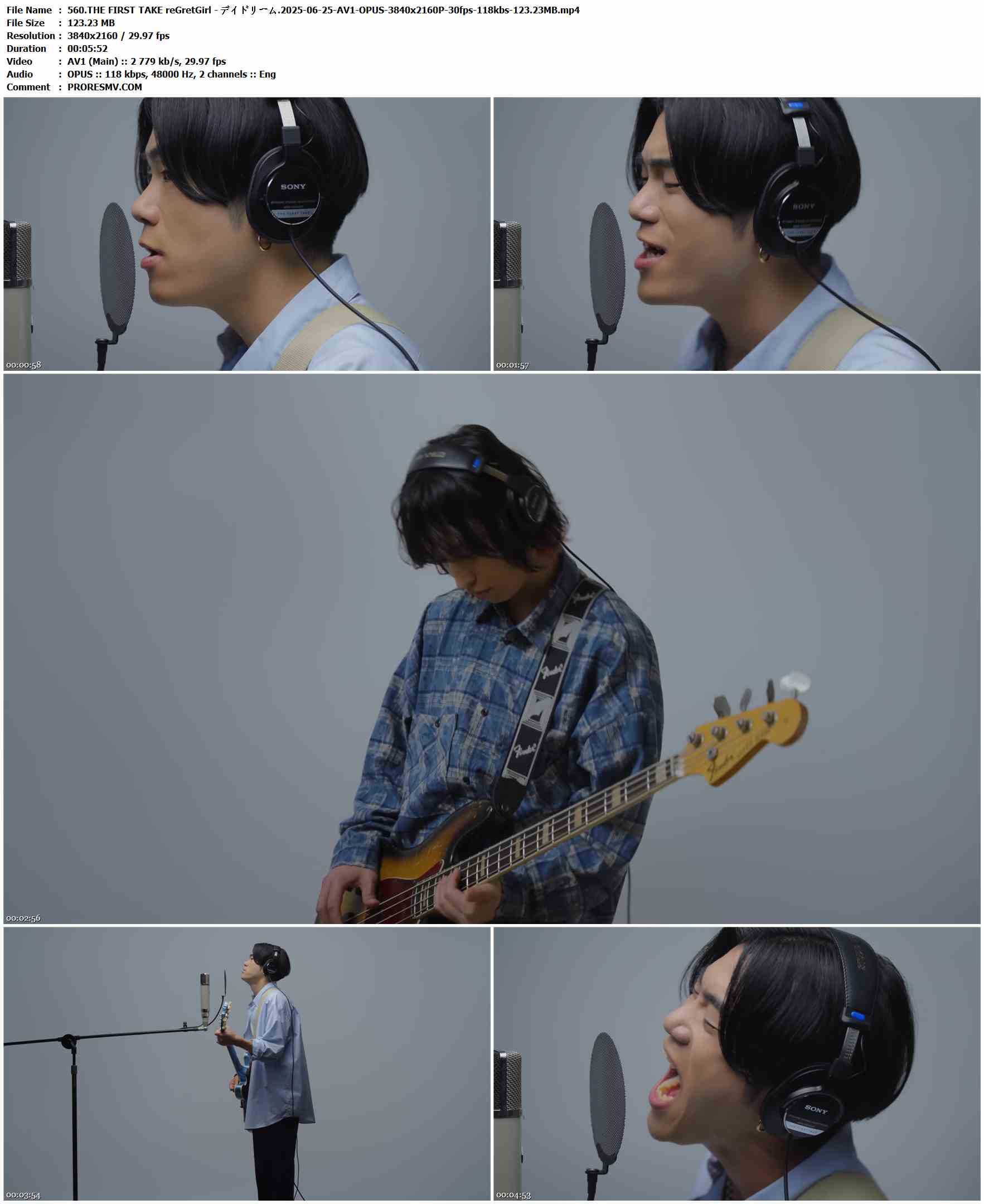560.THE FIRST TAKE reGretGirl - デイドリーム.2025-06-25-AV1-OPUS-3840x2160P-30fps-118kbs-123.23MB官方MV_高清MV